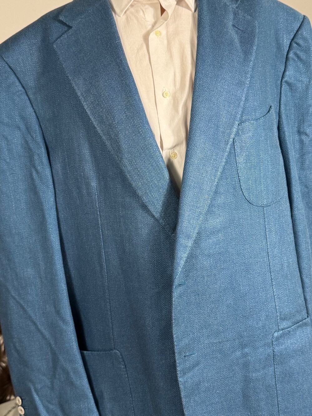 Tom Ford Turquoise Aqua Blue Silk Sport Jacket 64 54R US Men's Silk Linen XXXL